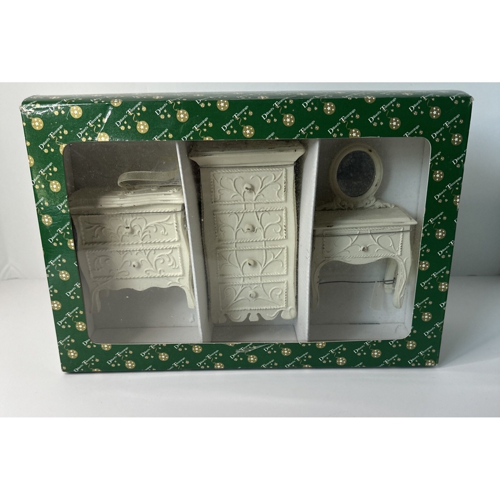 Miniature White Dollhouse Vanity Set - 3-Piece